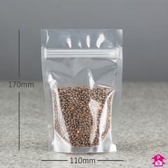 Clear Stand-Up Pouch (150ml) (110mm wide x 170mm high, with 60mm bottom gusset. Approx 150ml volume.)