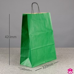 Green Paper Carrier Bag - Large (320mm wide x 140mm gusset x 420mm high)