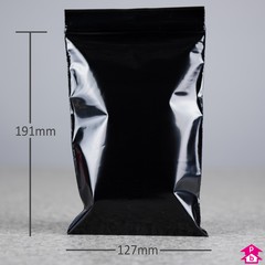 Black Grip Seal Bag - Small - 127mm wide x 191mm long, 50 micron thickness