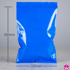 Blue Grip Seal Bag - Medium - 203mm wide x 280mm long, 50 micron thickness