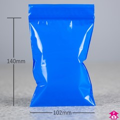 Blue Grip Seal Bag - Small - 102mm wide x 140mm long, 50 micron thickness