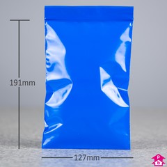 Blue Grip Seal Bag - Small - 127mm wide x 191mm long, 50 micron thickness