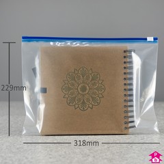 Blue Zip Slider Bag - C4 - 318mm wide x 229mm long, 125 micron thickness