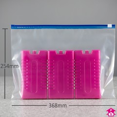 Blue Zip Slider Bag - C4+ - 368mm wide x 254mm long, 125 micron thickness