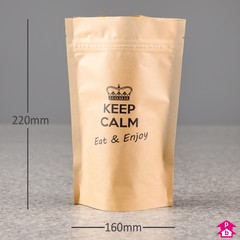 Brown Biopaper 'Keep Calm' Stand-Up Pouch (700 - 900ml)