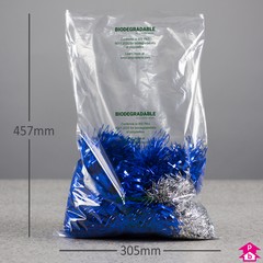 Clear Biodegradable Bag (305mm x 457mm x 37.5 micron (12" x 18" x 150 gauge))
