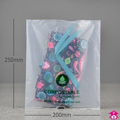 Clear Compostable Packing Bag - Medium (200mm wide x 250mm long, 40 micron)