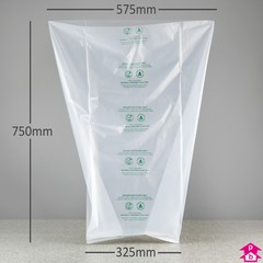 Clear Compostable Pedal Bin Liner - Strong (325mm opening to 575mm wide x 750mm long, 40 micron thickness. (Approx 45 litres))