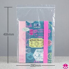 Clear Grip Seal Bag - Large (280mm wide x 406mm long, 50 micron thickness)