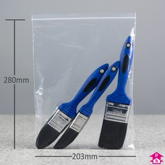 Clear Grip Seal Bag - Medium - 203mm wide x 280mm long, 50 micron thickness