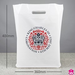 Commemorative King's Coronation Carrier Bag (360mm wide x 400mm high x 55 micron thickness, with 100mm bottom gusset)