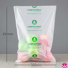 Compostable Packing Bag - Large (300mm wide x 450mm long, 20 micron)