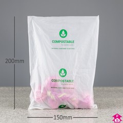 Compostable Packing Bag - Medium (150mm wide x 200mm long, 20 micron)