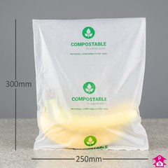 Compostable Packing Bag - Medium (250mm wide x 300mm long, 20 micron)