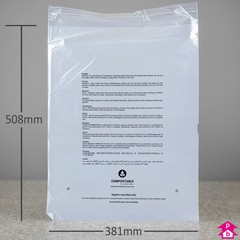 Compostable Peel and Seal Safety Bag - Perforated + PWN - Large - 381mm ...