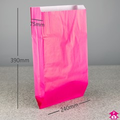 Fuchsia Paper Bag with Gusset - Large (240mm wide x 75mm gusset x 390mm high, 60gsm)