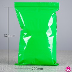 Green Grip Seal Bag - C4 - 229mm wide x 324mm long, 50 micron thickness