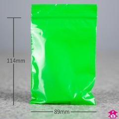 Green Grip Seal Bag - C7 - 89mm wide x 114mm long, 50 micron thickness