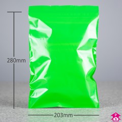 Green Grip Seal Bag - Medium - 203mm wide x 280mm long, 50 micron thickness