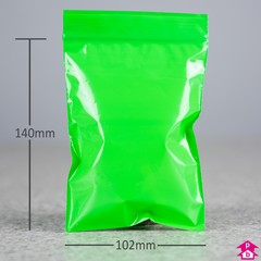 Green Grip Seal Bag - Small - 102mm wide x 140mm long, 50 micron thickness