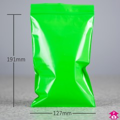 Green Grip Seal Bag - Small - 127mm wide x 191mm long, 50 micron thickness