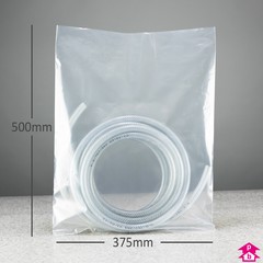 Heavy Duty PriceBuster Clear Bag - Large (375mm wide x 500mm long x 100 micron thickness)