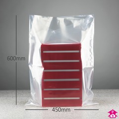 Heavy Duty PriceBuster Clear Bag - Large (450mm wide x 600mm long x 100 micron thickness)