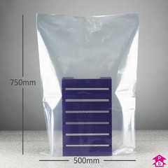 Heavy Duty PriceBuster Clear Bag - Large - 500mm wide x 750mm long x 100 micron thickness