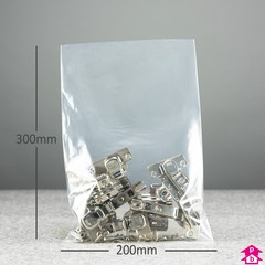 Heavy Duty PriceBuster Clear Bag - Small - 200mm wide x 300mm long x 100 micron thickness