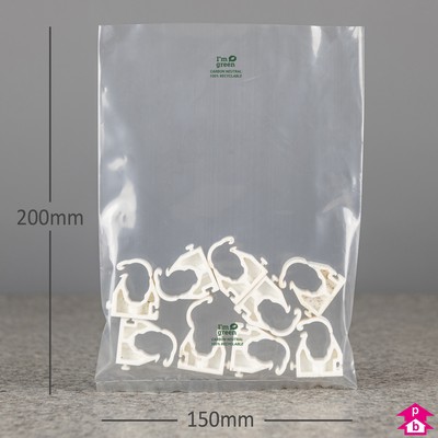 I m Green Clear Polybag Small 150mm x 200mm x 25 micron 6