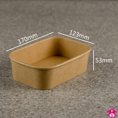 Kraft Food Container (650ml / 23oz) - 170mm long x 123mm wide x 53mm high, 650ml capacity