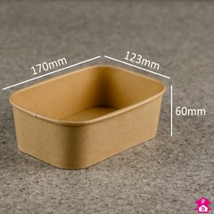 Kraft Food Container (750ml / 24oz) - 170mm long x 123mm wide x 60mm high, 750ml capacity