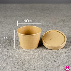 Kraft Food Tub with Vented Lid (230ml / 8oz) - 90mm diameter (top) x 62mm high, 230ml capacity