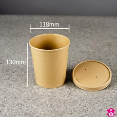 Kraft Food Tub with Vented Lid (900ml / 32oz) - 118mm diameter (top)  x 130mm high, 900ml capacity