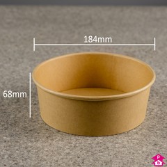 Large Round Kraft Bowl (1.3 litre / 44oz) - 184mm diameter (top) x 68mm high, 1.3-litre capacity