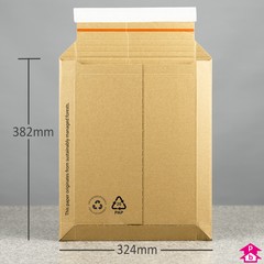 M4 Expandable Cardboard Envelope - 324mm wide x 382mm long (flat) / 250mm wide x 312mm long x 70mm deep (expanded)