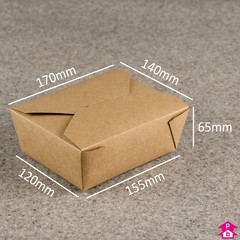 Medium (No. 8) Kraft Takeaway Box (1.4 litre) - 155mm long x 120mm wide (at base) / 170mm long x 140mm wide (at top) x 65mm high, 1.4-litre capacity