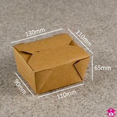 Mini (No. 1) Kraft Takeaway Box (750ml) - 115mm long x 90mm wide (at base) / 130mm long x 110mm wide (at top) x 65mm high, 750ml capacity