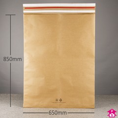 Paper Mailing Bag with Gusset and Double Strip - Jumbo - 650mm wide with 150mm gusset x 850mm long, 100 gsm