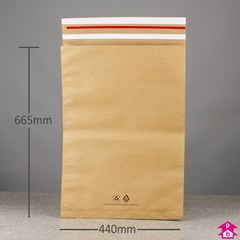 Paper Mailing Bag with Gusset and Double Strip - XXL - 440mm wide with 100mm gusset x 665mm long, 100 gsm