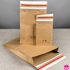 paper return mailing bags with v-bottom & double strip