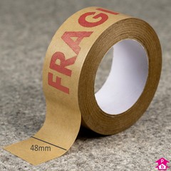 Printed Paper Tape - Fragile - Each roll is 48mm wide by 50 metres long