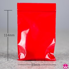 Red Grip Seal Bag - C7 - 89mm wide x 114mm long, 50 micron thickness