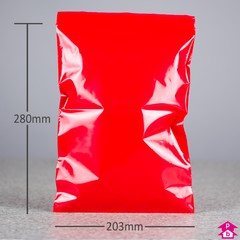 Red Grip Seal Bag - Medium - 203mm wide x 280mm long, 50 micron thickness