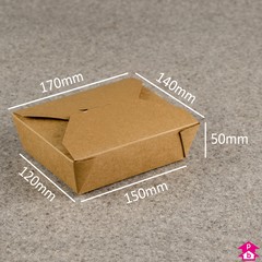 Small (No. 5) Kraft Takeaway Box (1.1 litre) - 150mm long x 120mm wide (at base) / 170mm long x 140mm wide (at top) x 50mm high, 1.1-litre capacity